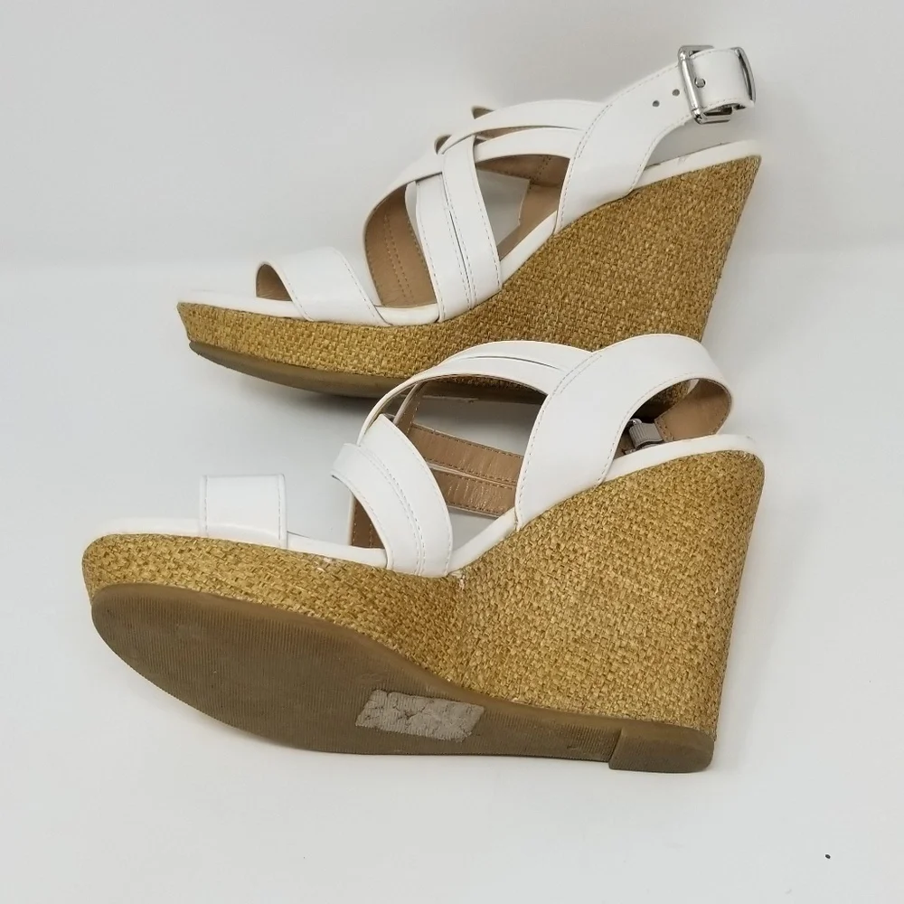 X Appeal White Wedge Shoes, sz 8